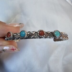 Baby/ Child Sterling Turquoise Coral Cuff